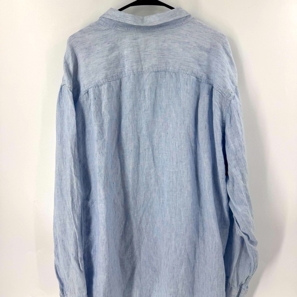 Tommy Bahama Relax 100% Linen Light Blue Casual Button Down Shirt - Picture 5 of 6